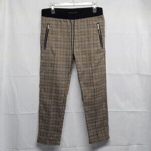 Forever 21 Mens Pants Plaid Ankle Size Medium Pull On Knit Zip Pockets 32 X 24